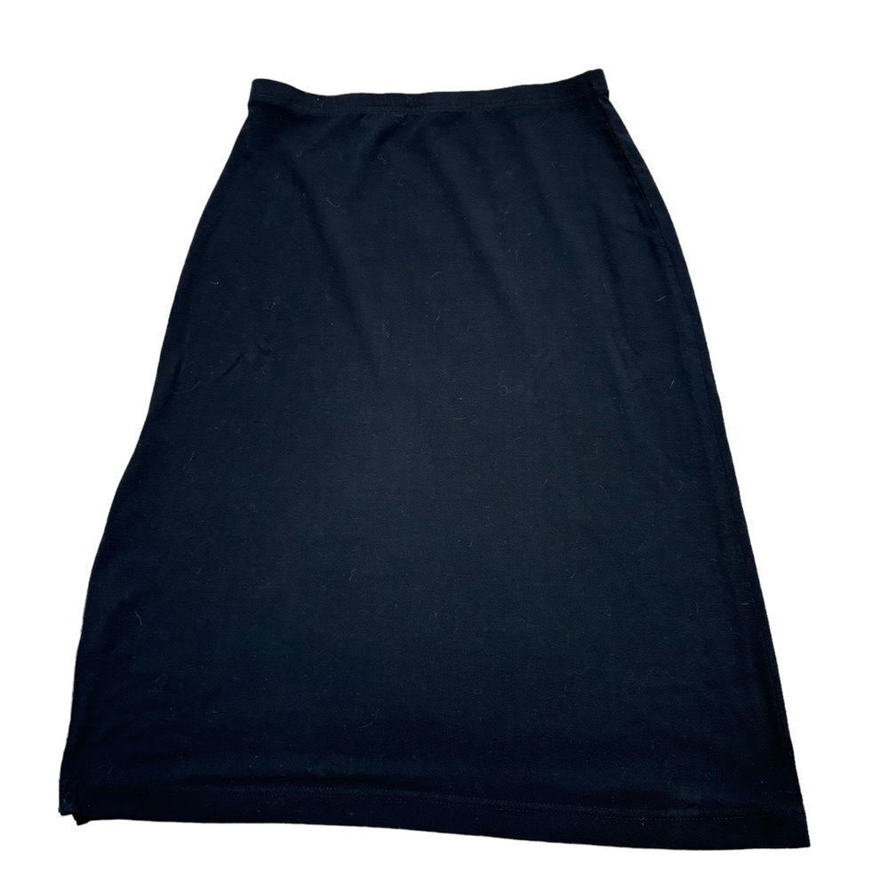 Ladies Vintage Merona Brand Black Midi Skirt with Side Hem‎ Zipper Size Small